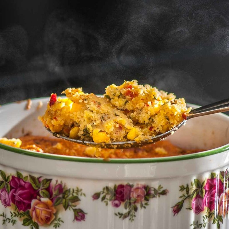 Southwestern Corn Spoon Bread, The Finer Cookie.