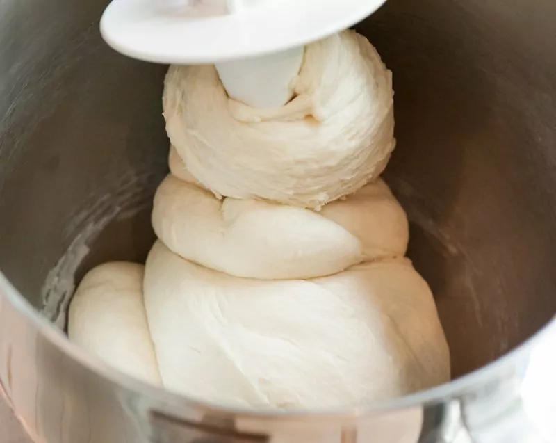 The dough after it was kneaded for 10 minutes. The texture has changed enormously.