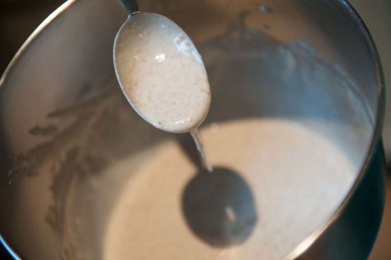 The dough starter is very thin.