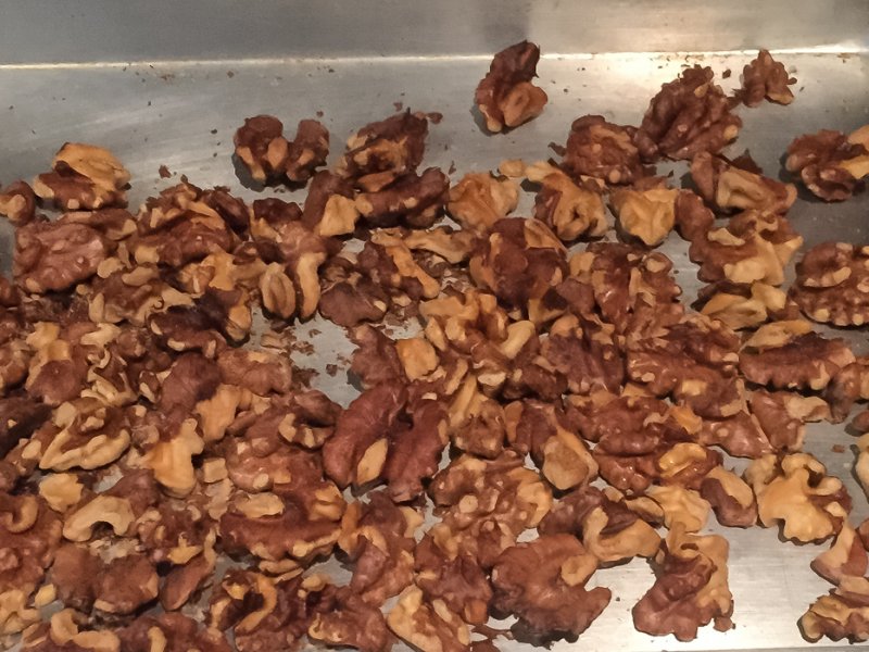 Walnuts toasted and ready for the bread