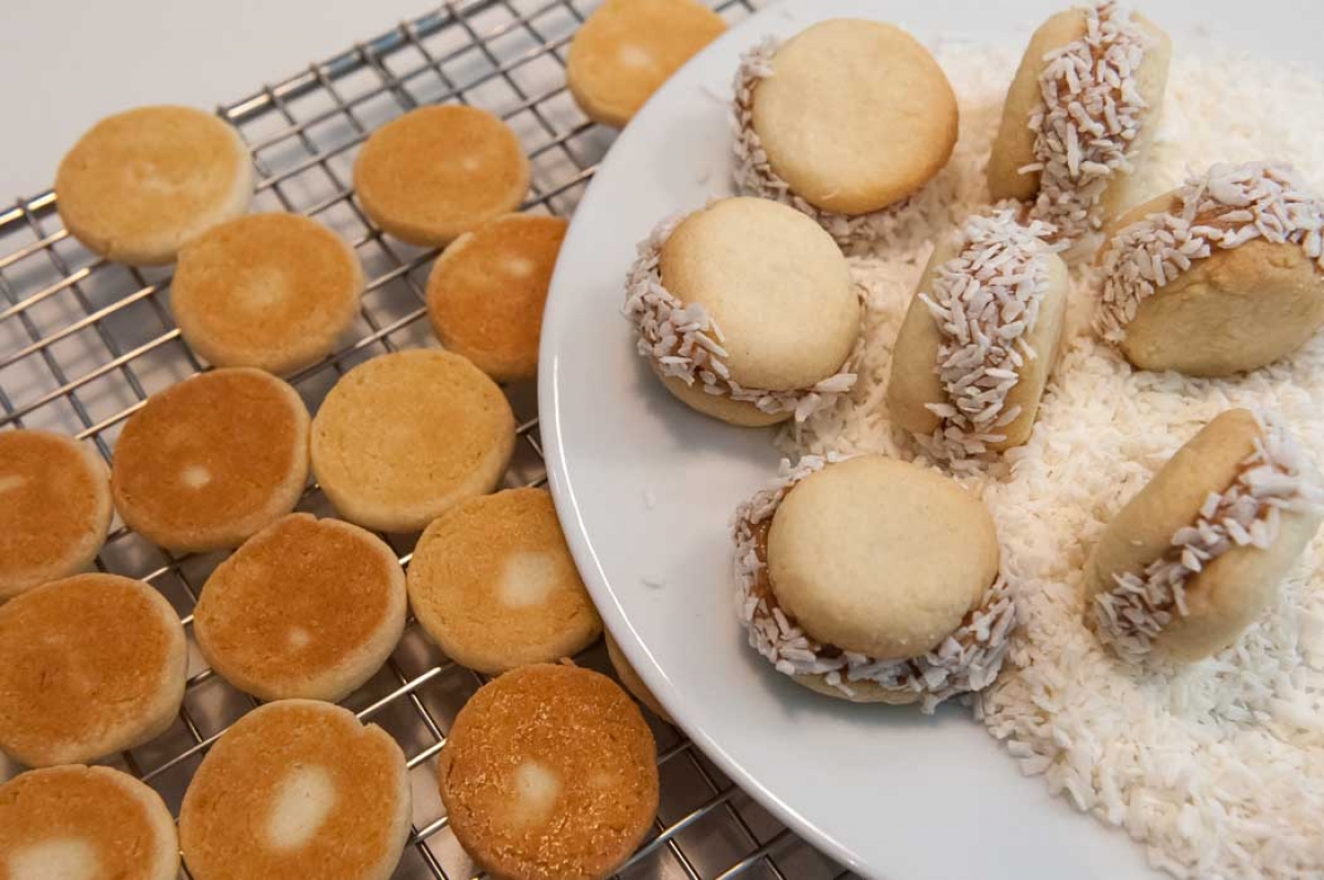 Coconut Alfajores with Dulce de Leche Filling