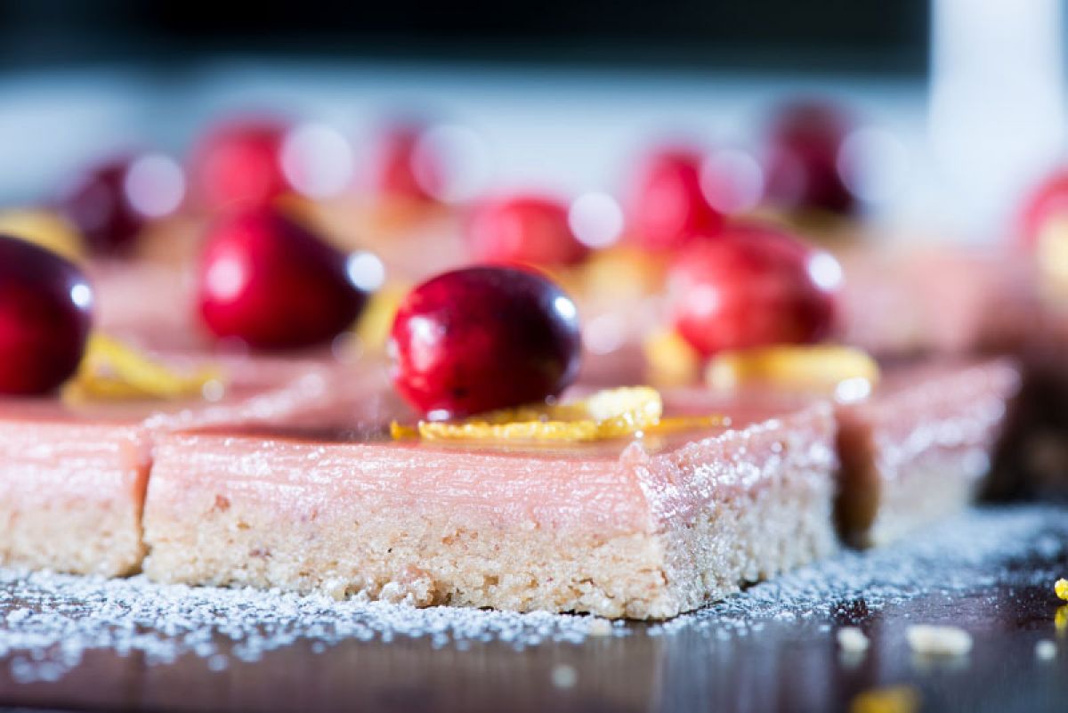 Cranberry Squares with Walnut Shortbread