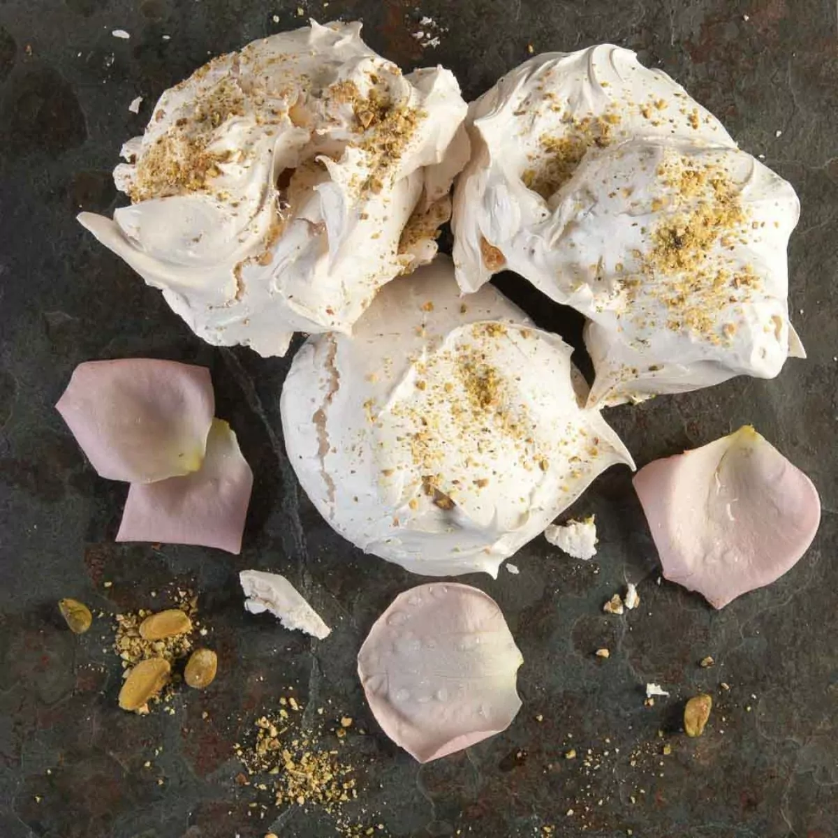 Pistachios and Rose Water Meringues (GF)