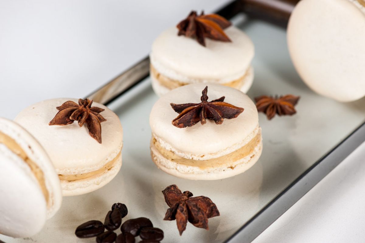 Star Anise & Espresso Macarons with Pear Cinnamon Jelly (GF)