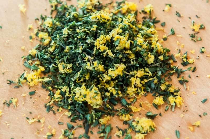 Fragrant lemon zest and thyme leaves.