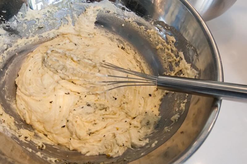 The madeleine batter with lemon and thyme.