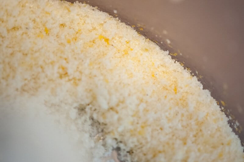 Sugar and lemon finely ground.