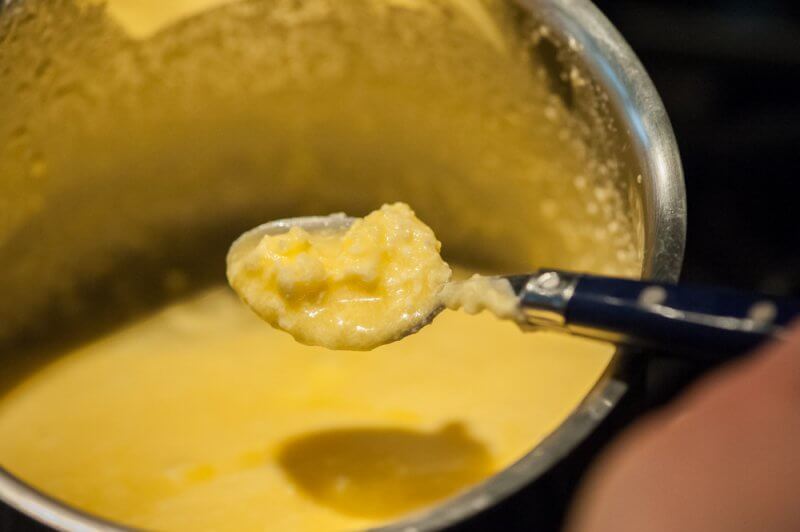 The lemon curd before it’s cooked.