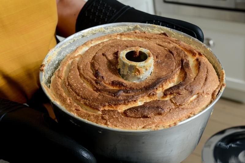 The Angel Food Cake #1 just out of the oven