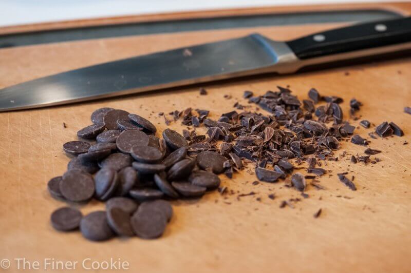 Chopping the chocolate.