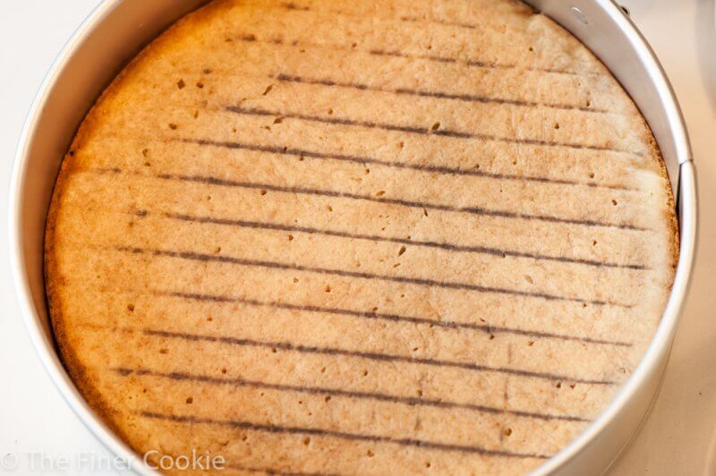 The cake returned to the pan for assembly. The cake returned to the pan for assembly.