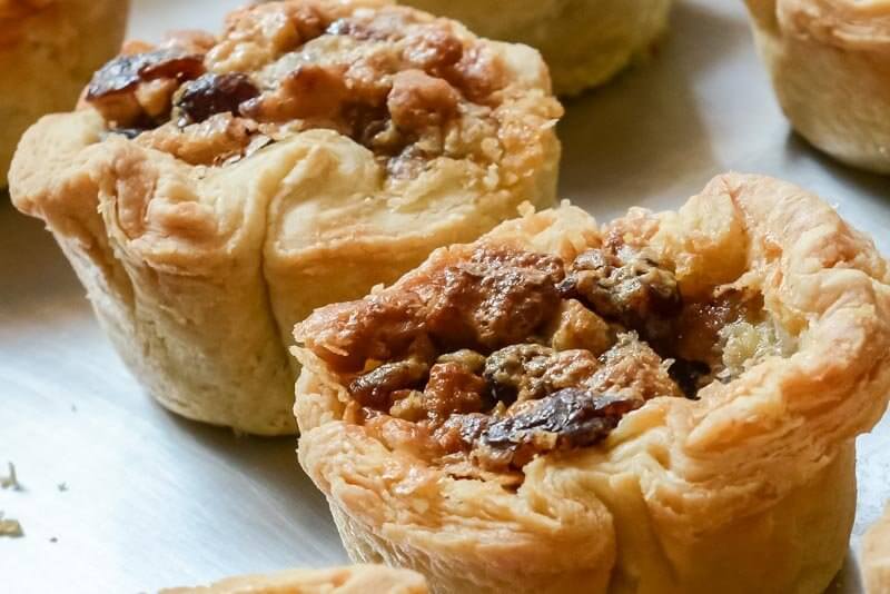 Twice baked Raisin Walnut Tartlets.