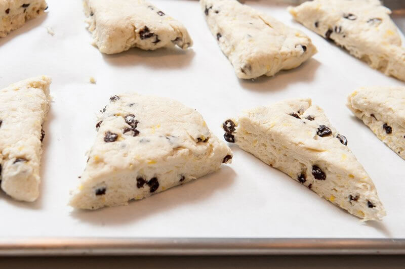 The cut dough ready for the oven.