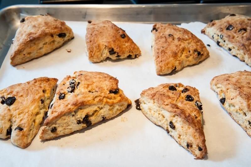 The scones out of the oven.