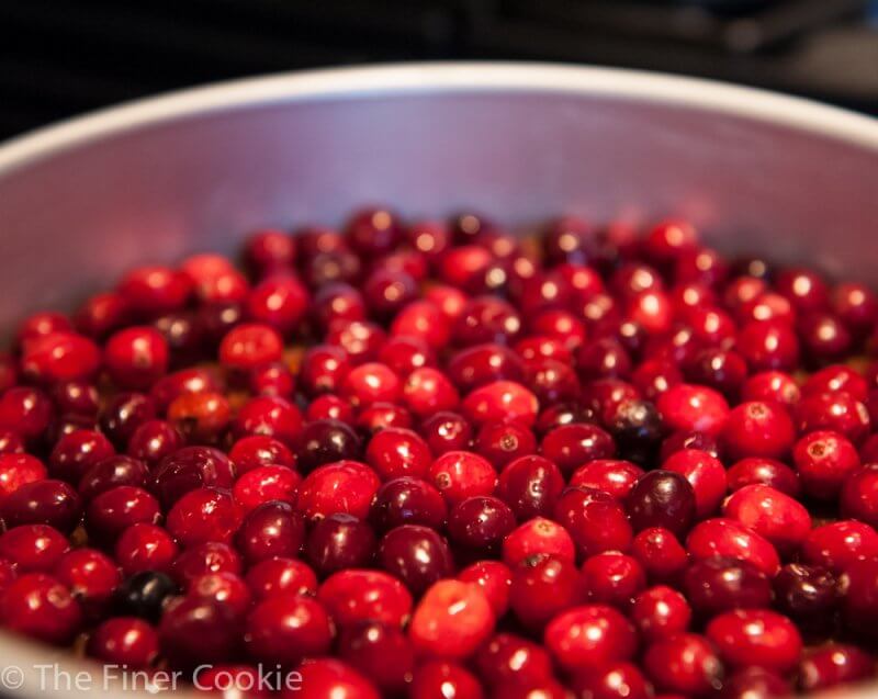 The cranberries waiting for the batter.