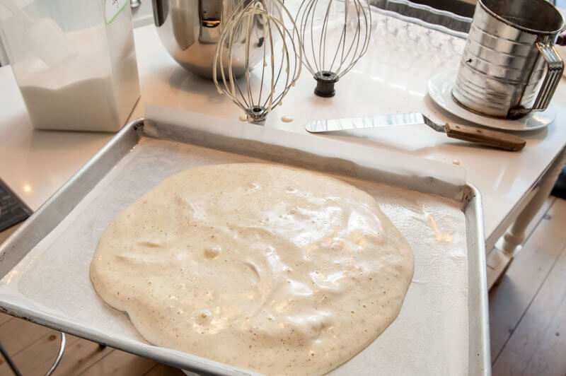 Pouring the batter into the prepared pan