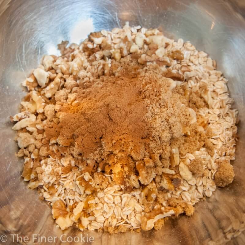 Rolled oats, dark brown sugar and cinnamon.