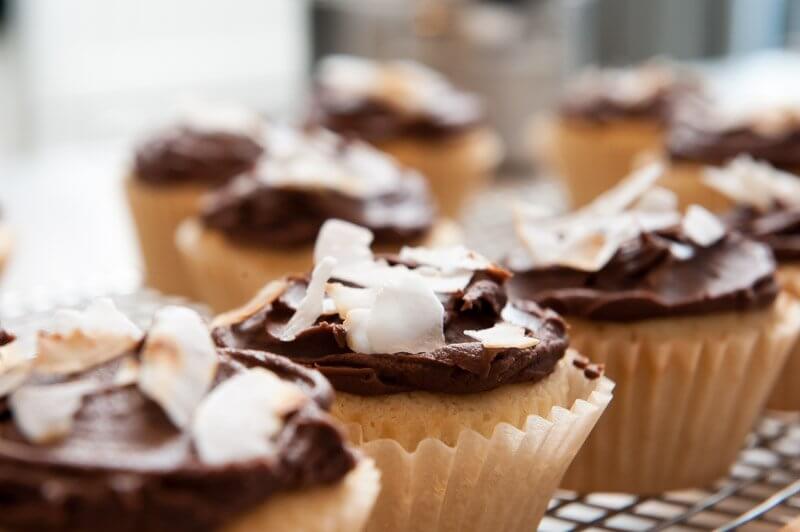 Coconut Cupcakes with Milk Chocolate Ganache, The Finer Cookie.