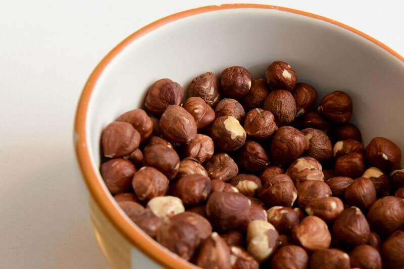 Raw hazelnuts.