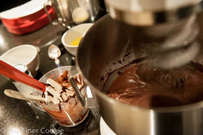 The chocolate part of the batter.