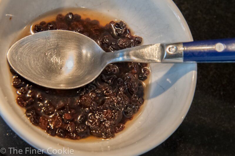 Soaking the currants.