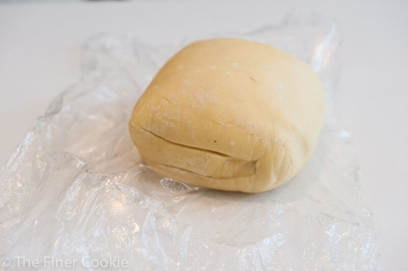 Dough just out of the fridge. It continued to rise in spite of the cold.