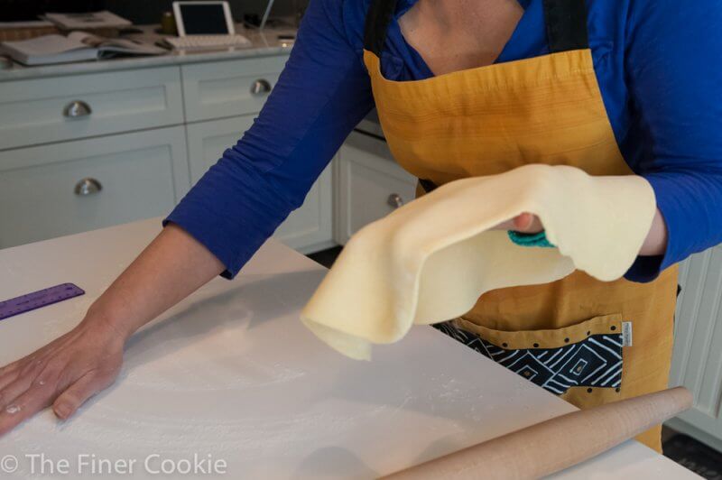 Making sure the dough isn’t sticking.