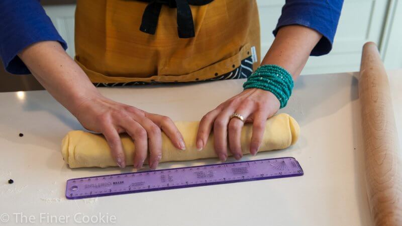 Rolling the dough.