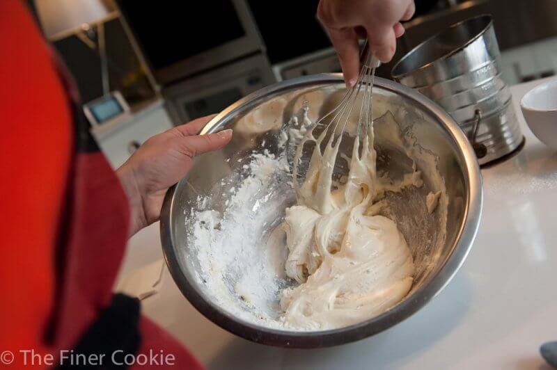 Folding the batter.