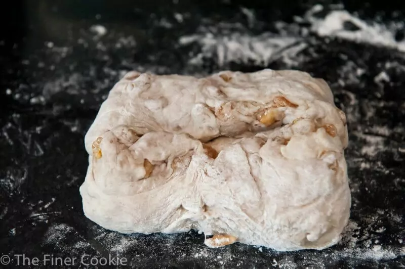 The dough folded after the four-sided stretch.