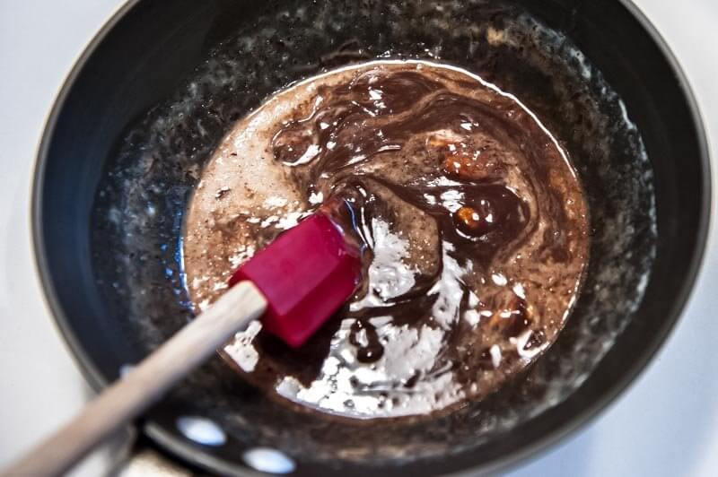 The ingredients are transforming into ganache.