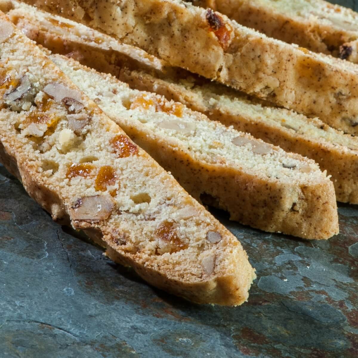 Cornmeal Olive Oil Biscotti with Walnut and Apricot
