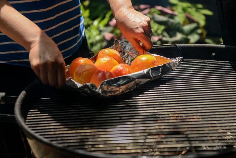 Smoking peeled peaches.