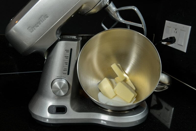 The stand mixer with the paddle attachment.