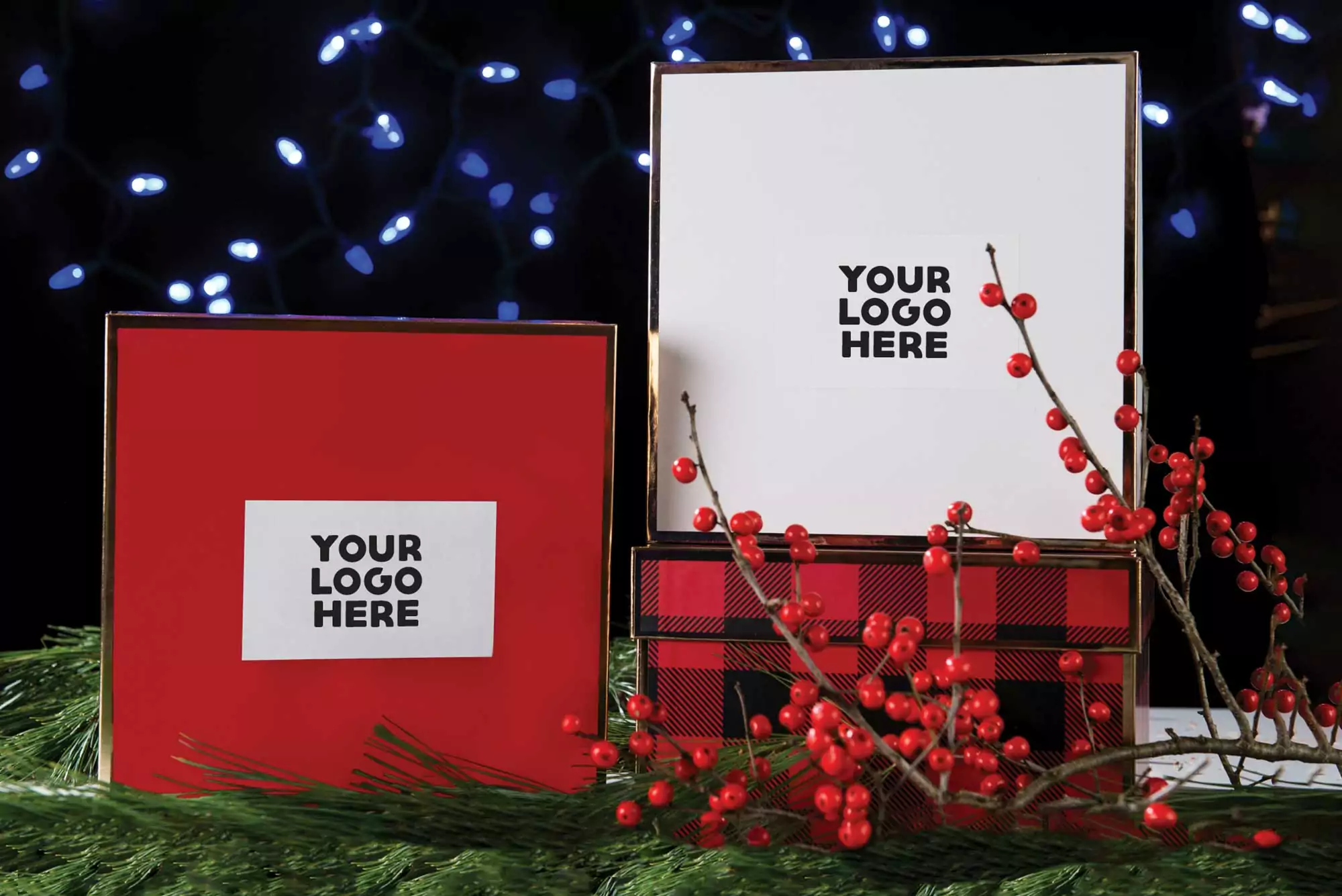 Holiday cookie gift boxes showing your logo here