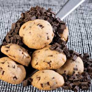 chocolate chip cookies scooped up