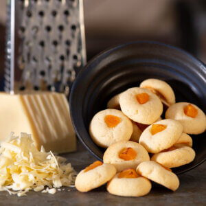 Sweet Cheese Cookies with apricot displayed.