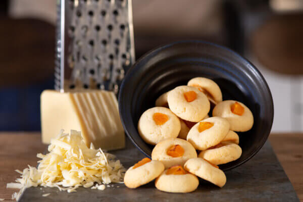Sweet Cheese Cookies with apricot displayed.