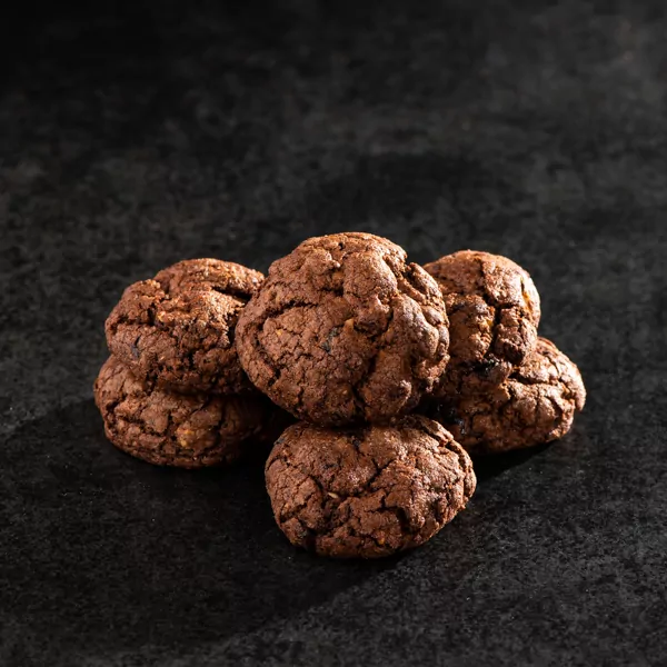 Six Chocolate Cherry Cookies with hazelnuts